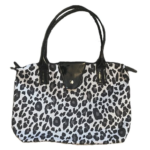 ELIZABETH ARDEN TOTE Medium Size BLACK WHITE LEOPARD PRINT Bag  1114A - Picture 1 of 9